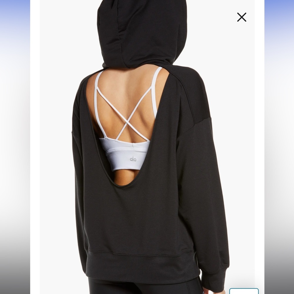 NWOT Medium ALO Open Back Hoodie in Black! Super cute!